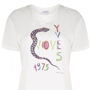 Saint Laurent Love 1975 Snake Print T Shirt